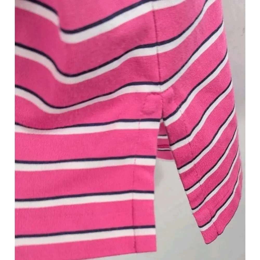 Pink Ralph Lauren Golf Polo Shirt Mens 2XL XXL Blue Stripes White Performance